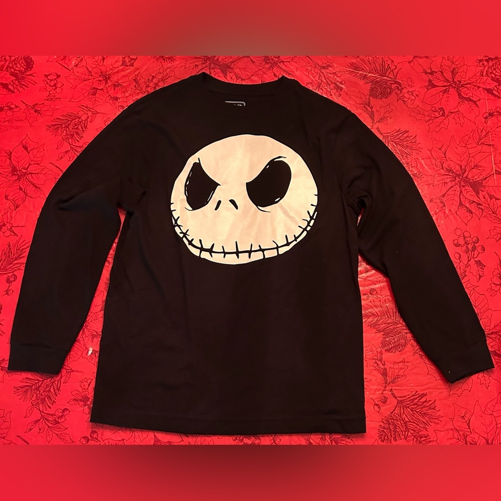 Disney Black Long Sleeve Tee with Jack Skellington Design Kid’s Large